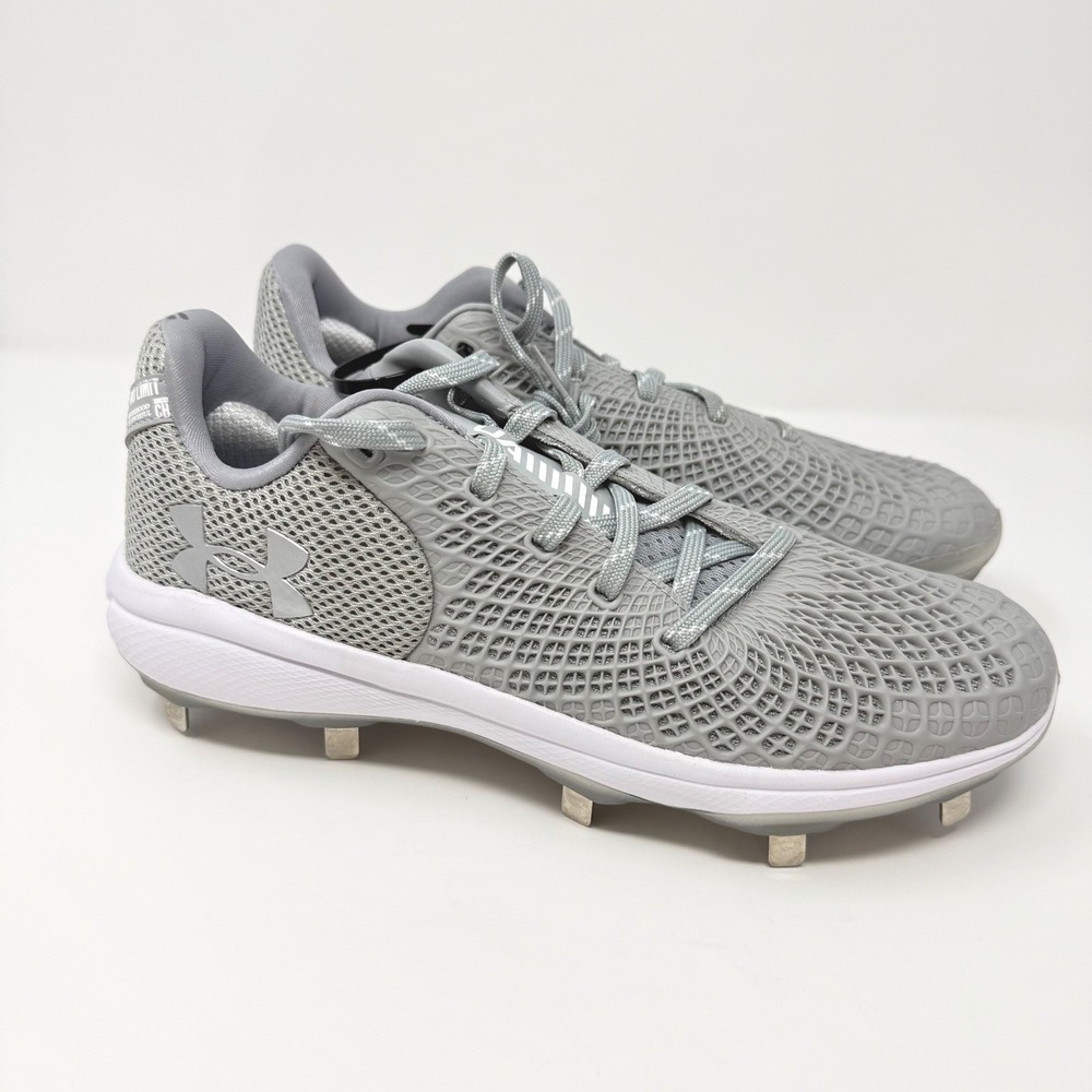 Under Armour Charged Softball Cleats Gray White 3026601-102 Womens 10 NEW